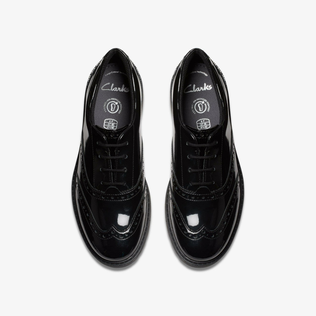 Loxham Brogue Youth Black Patent Clarks Kids