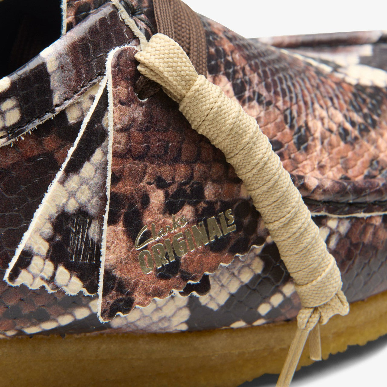 Wallabee Brown Snake Print Clarks Men