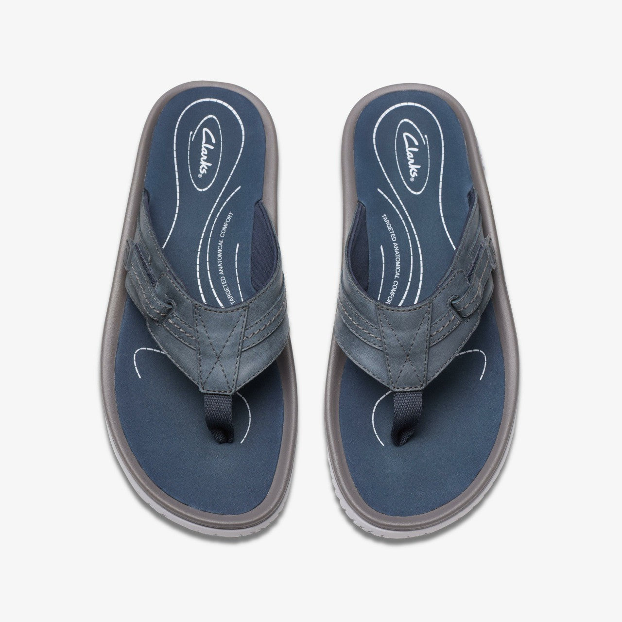 Wesley Sun Navy Leather Clarks Men