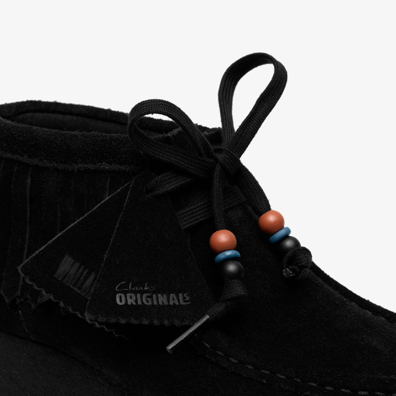Wallabee Wedge Fringe Black Suede Clarks Women