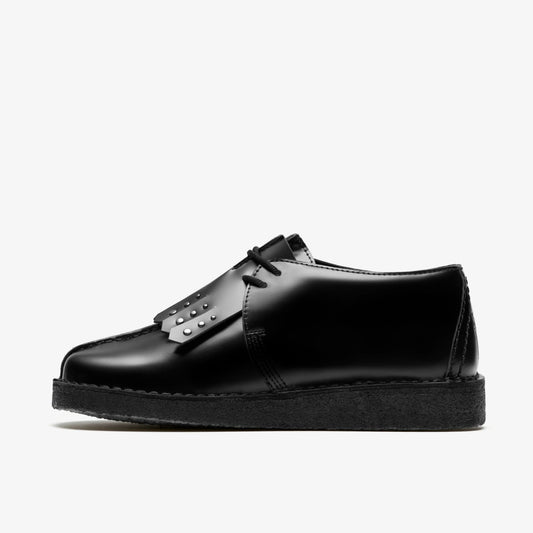 Desert Trek Black Hi Shine Leather Clarks Women