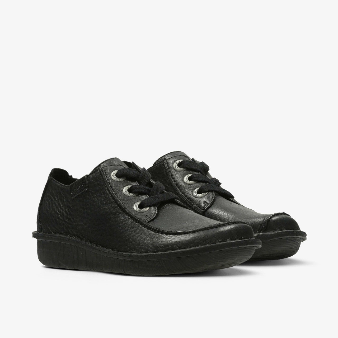 Funny Dream Black Leather Clarks Women