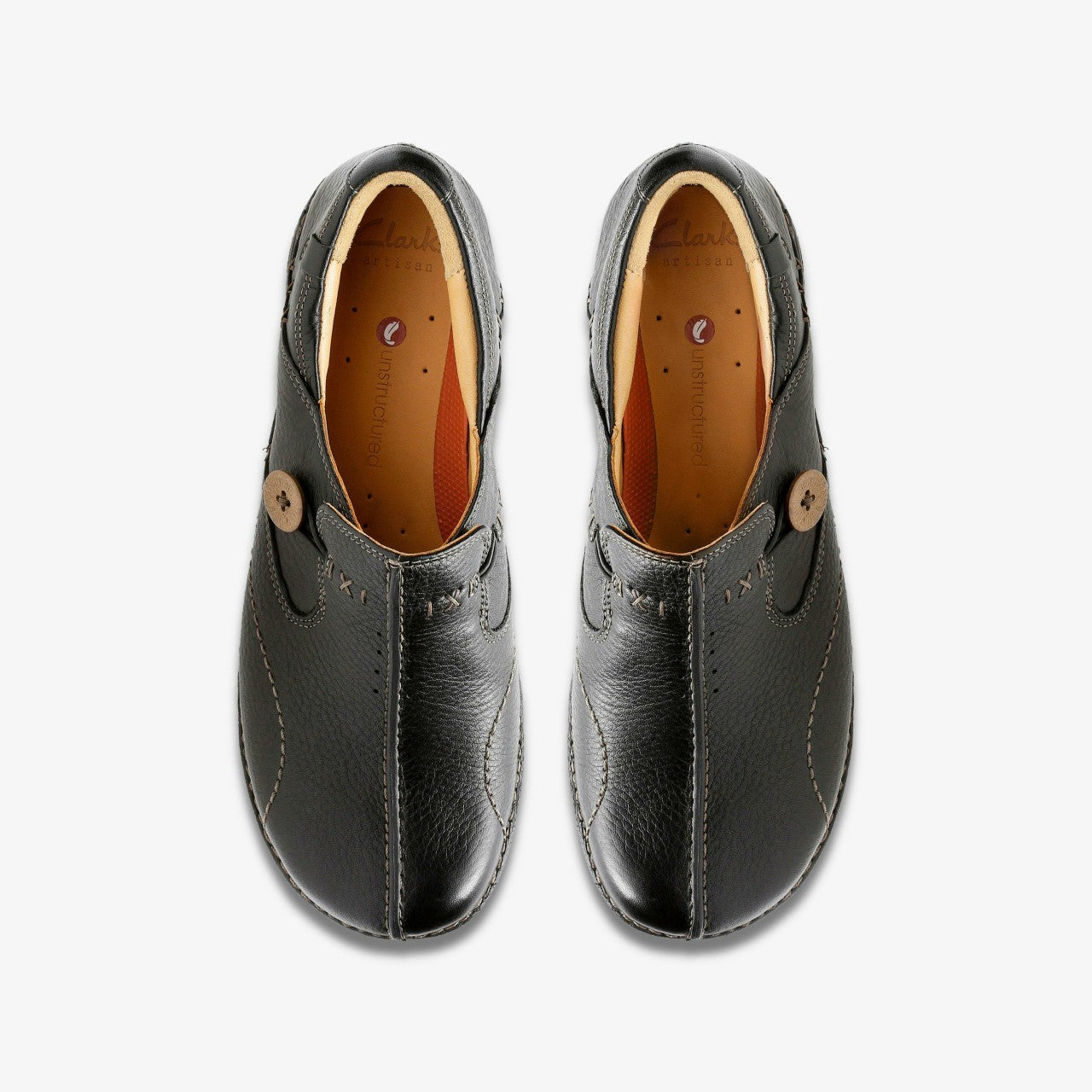 Un Loop Black Leather Clarks Women