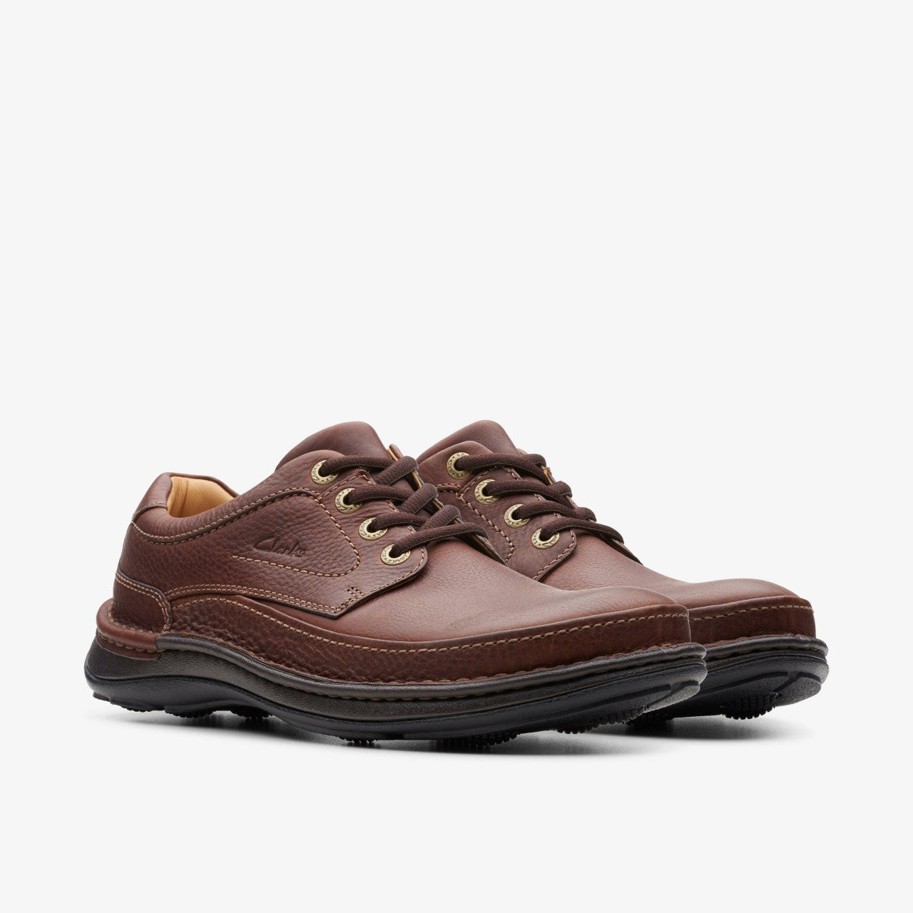 Nature Three Mahogany Leather Clarks Men