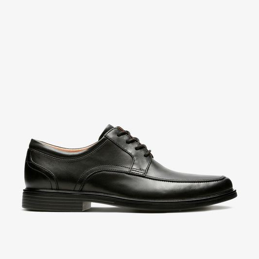 Un Aldric Park Black Leather Clarks Men