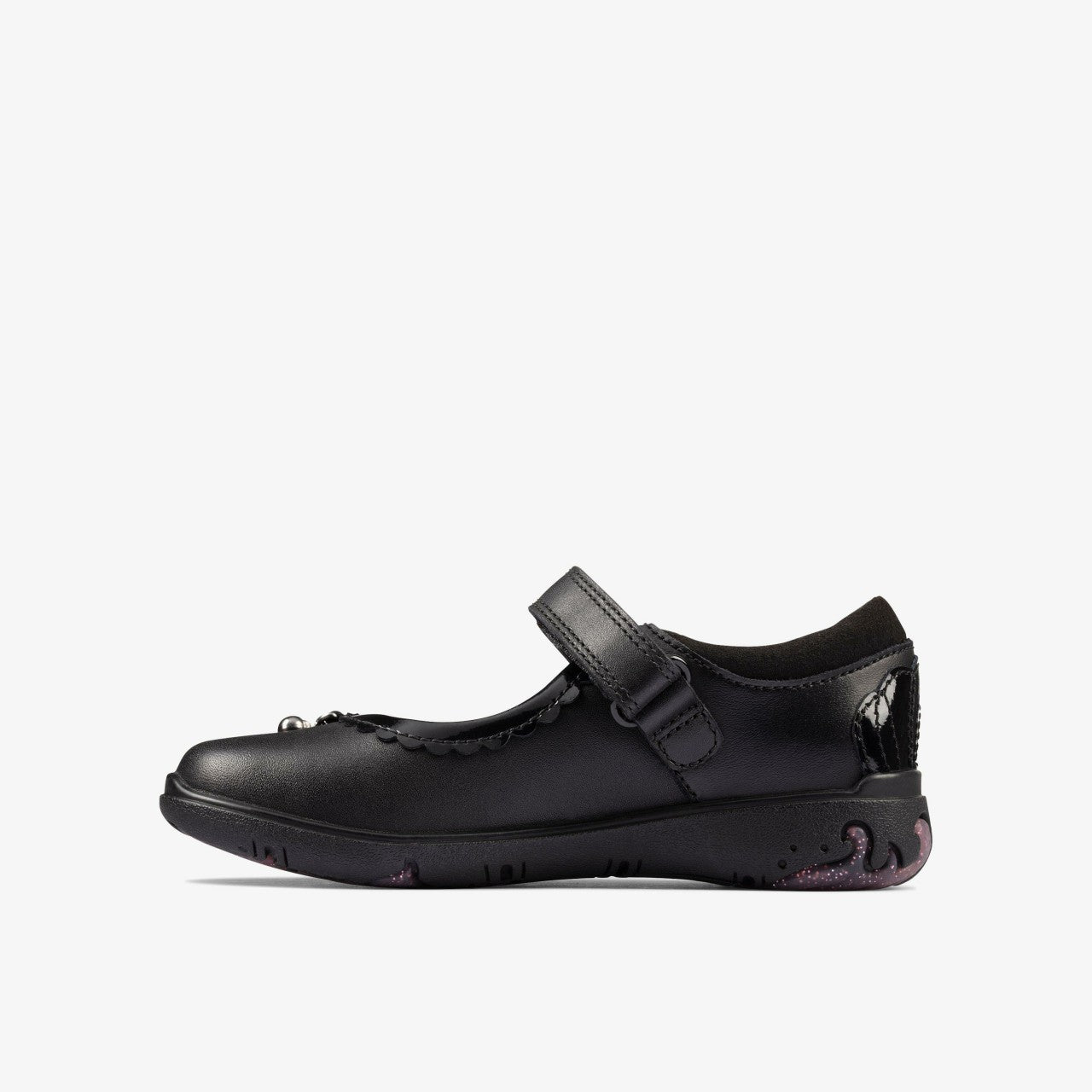 Sea Shimmer Toddler Black Leather Clarks Kids