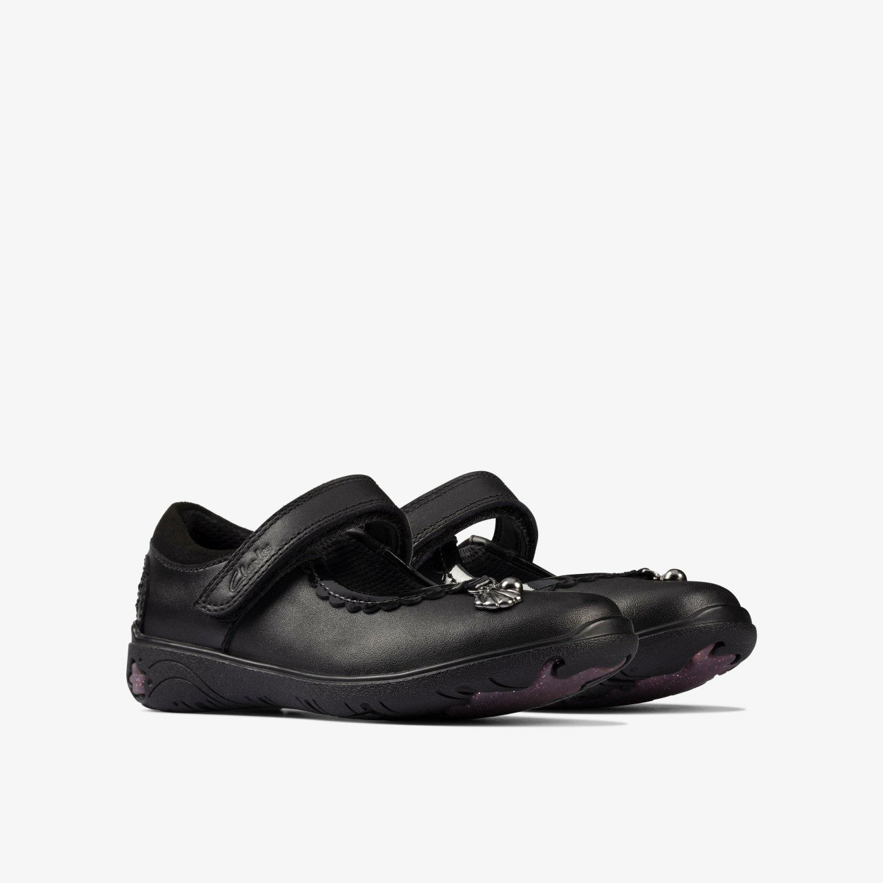Sea Shimmer Toddler Black Leather Clarks Kids