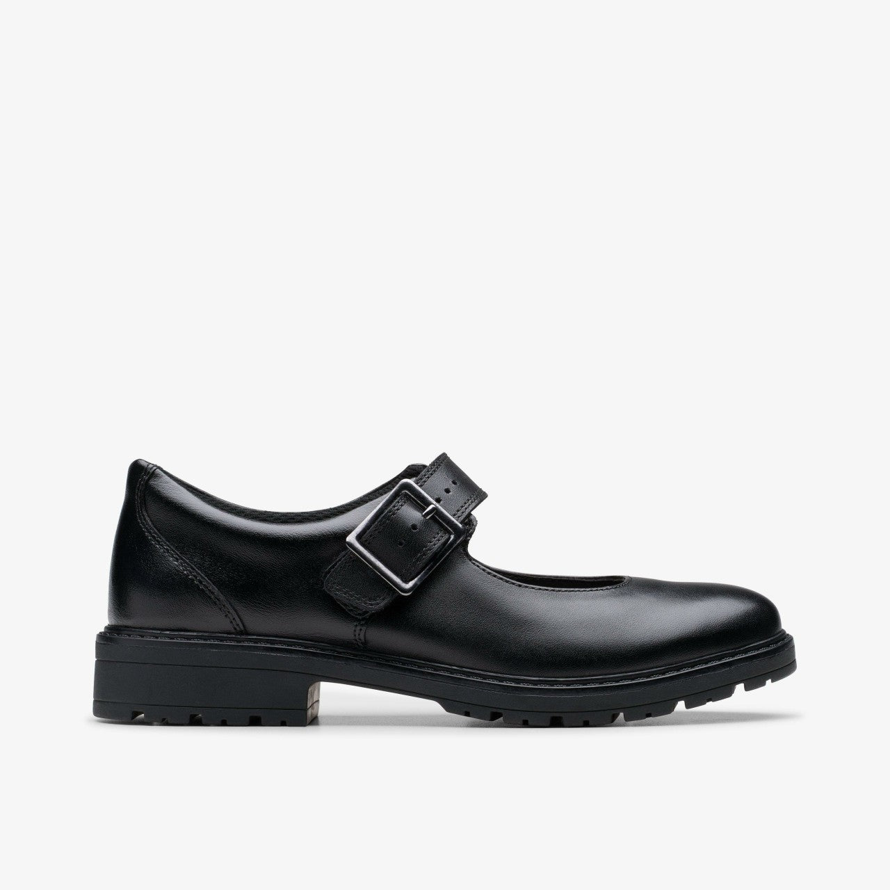 Loxham Walk Youth Black Leather Clarks Kids