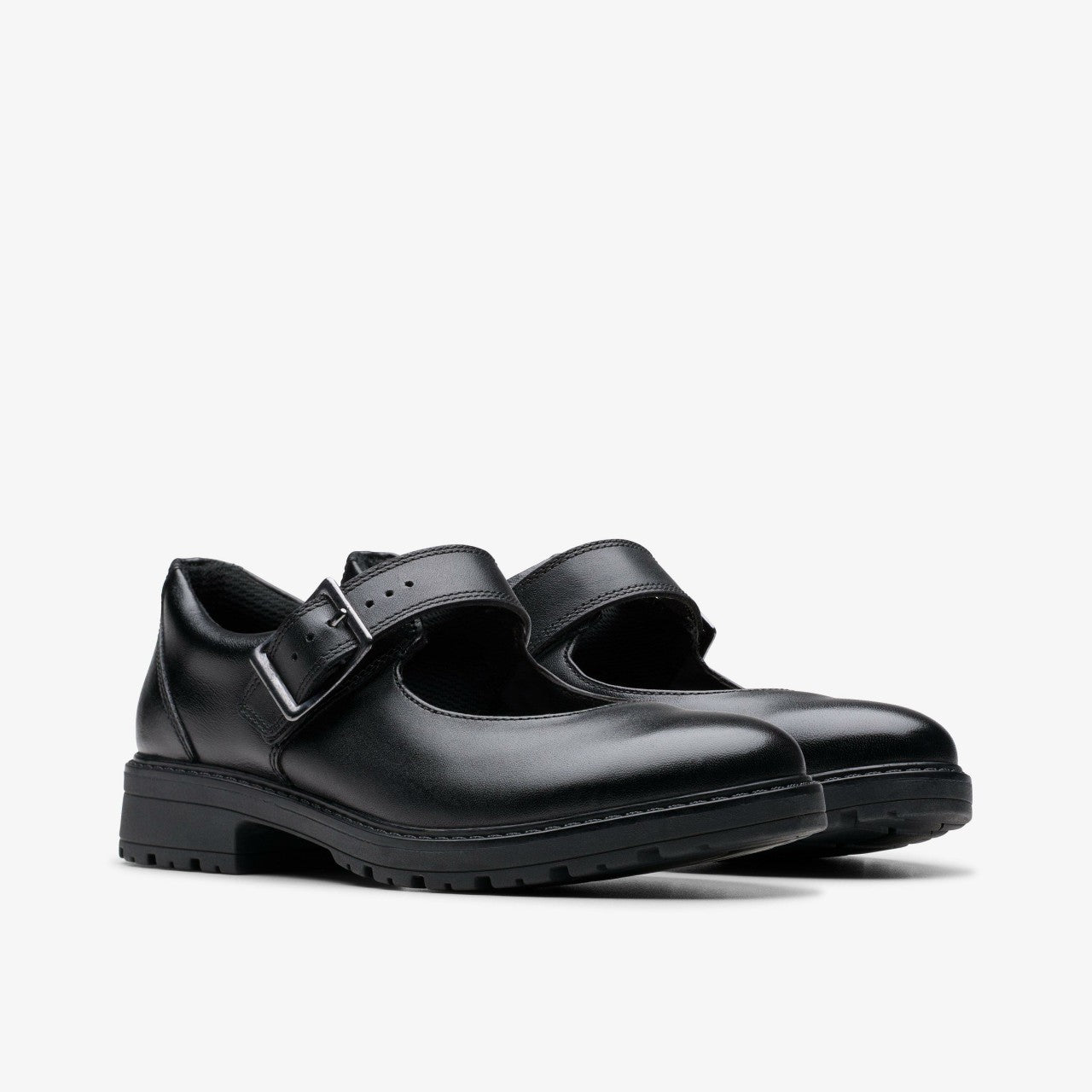 Loxham Walk Youth Black Leather Clarks Kids