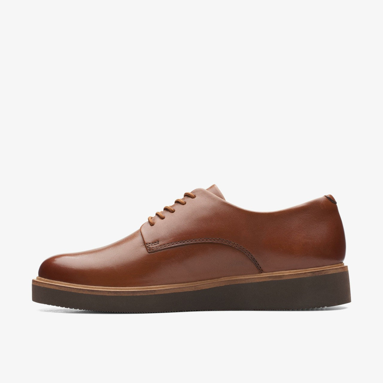 Glickly Derby Dark Tan Leather Clarks Women