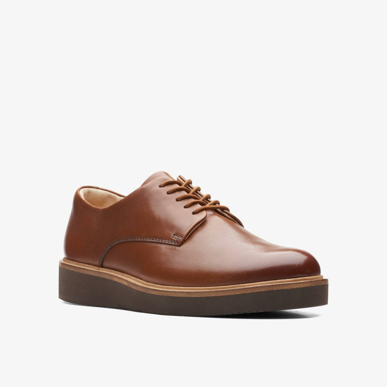 Glickly Derby Dark Tan Leather Clarks Women