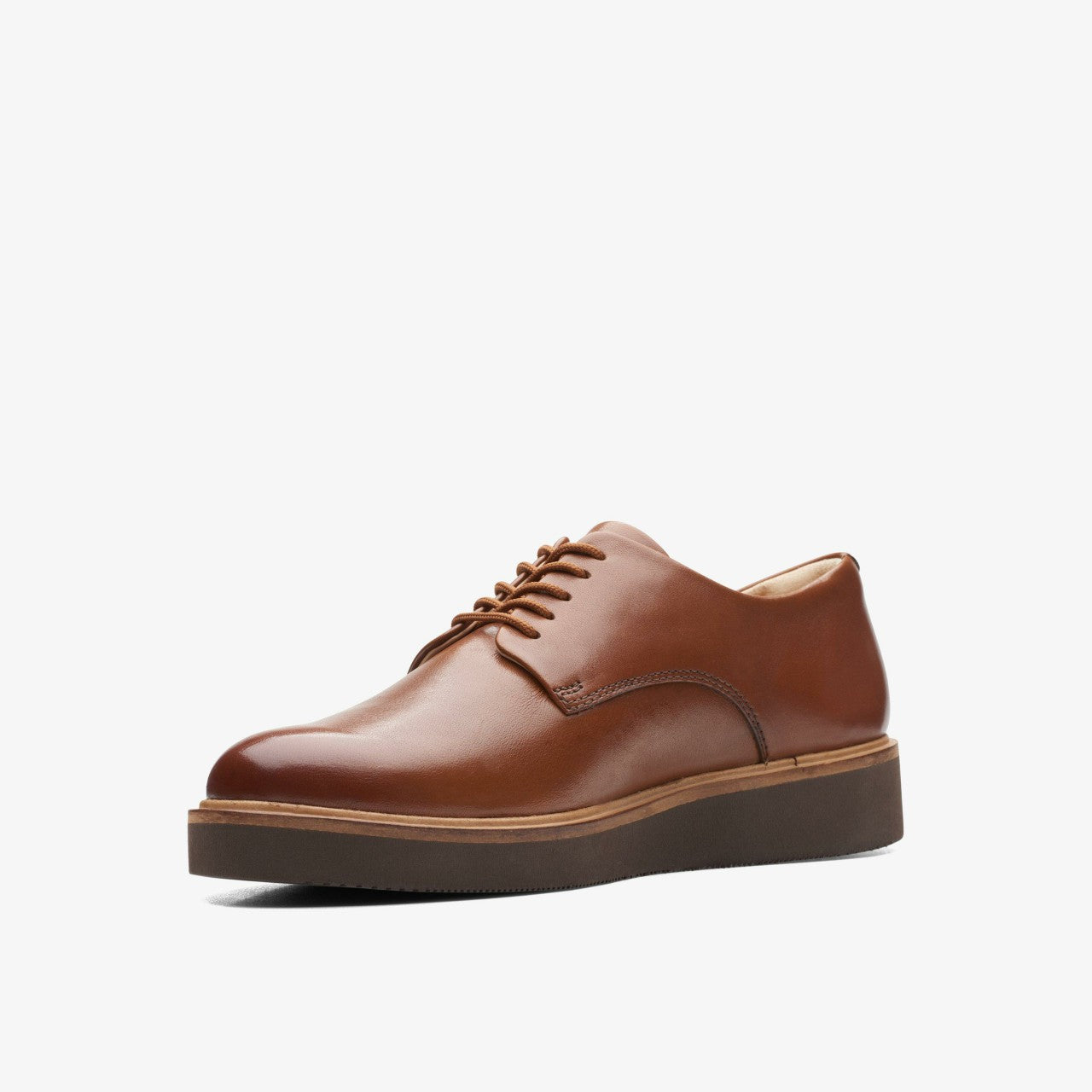 Glickly Derby Dark Tan Leather Clarks Women