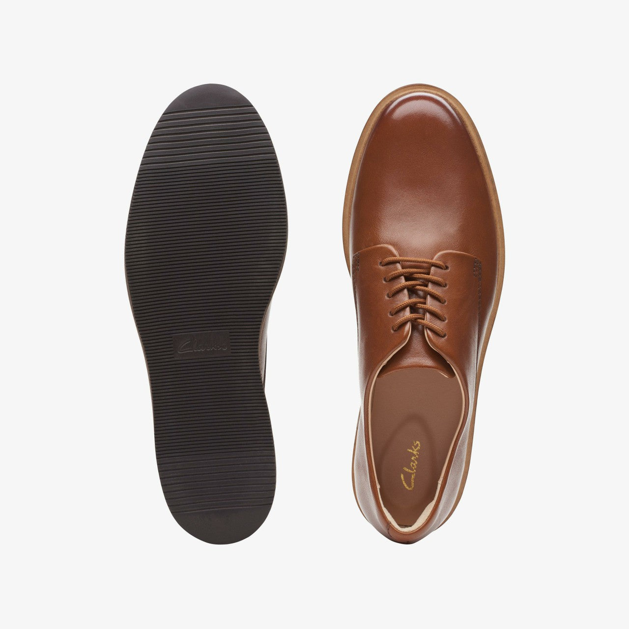 Glickly Derby Dark Tan Leather Clarks Women