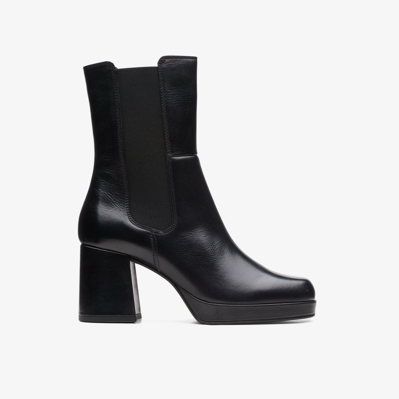 Pique Up Black Leather Clarks Women