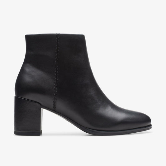 Freva 55 Zip Ankle Boot Black Leather Clarks Women