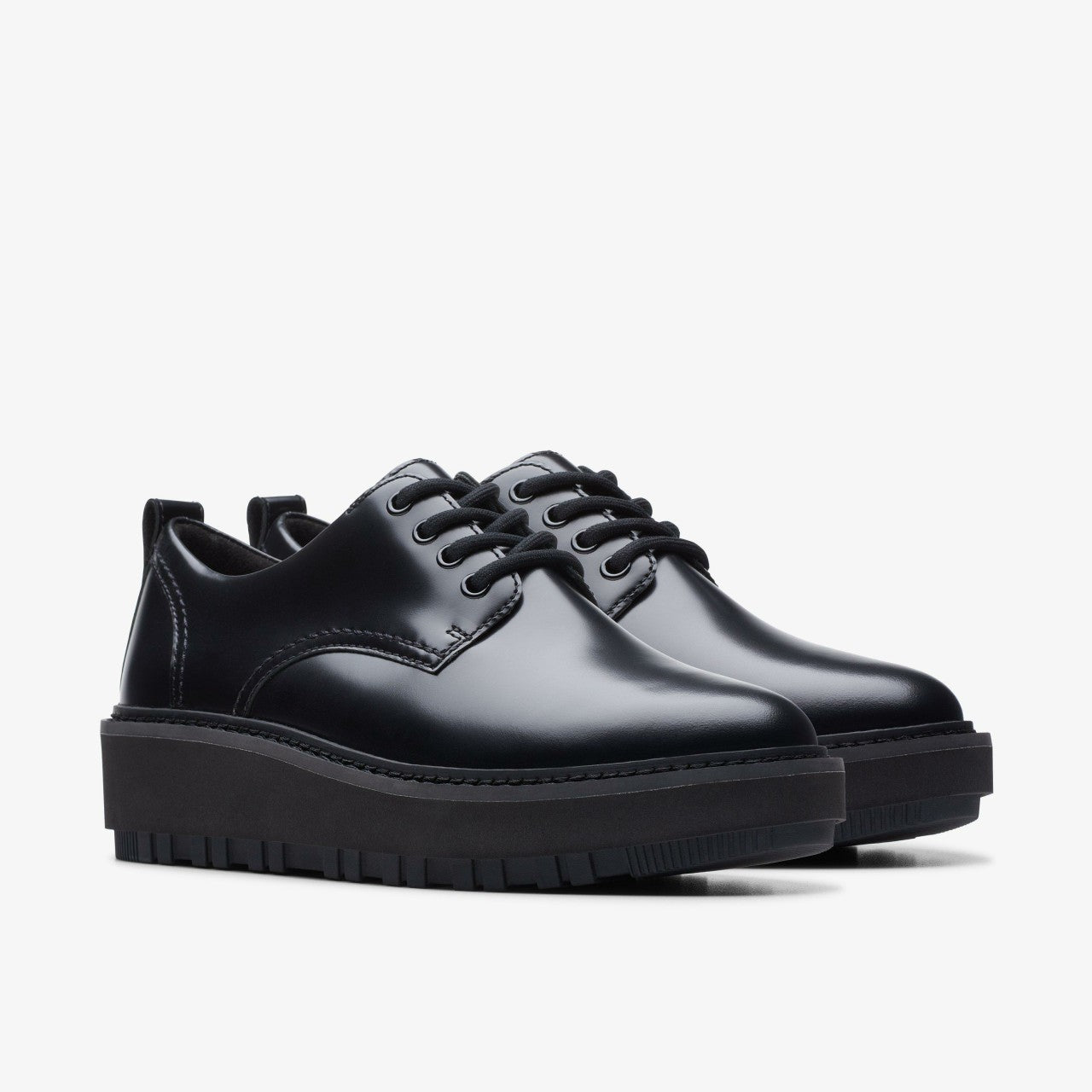 Orianna W Derby Black Leather Clarks Women