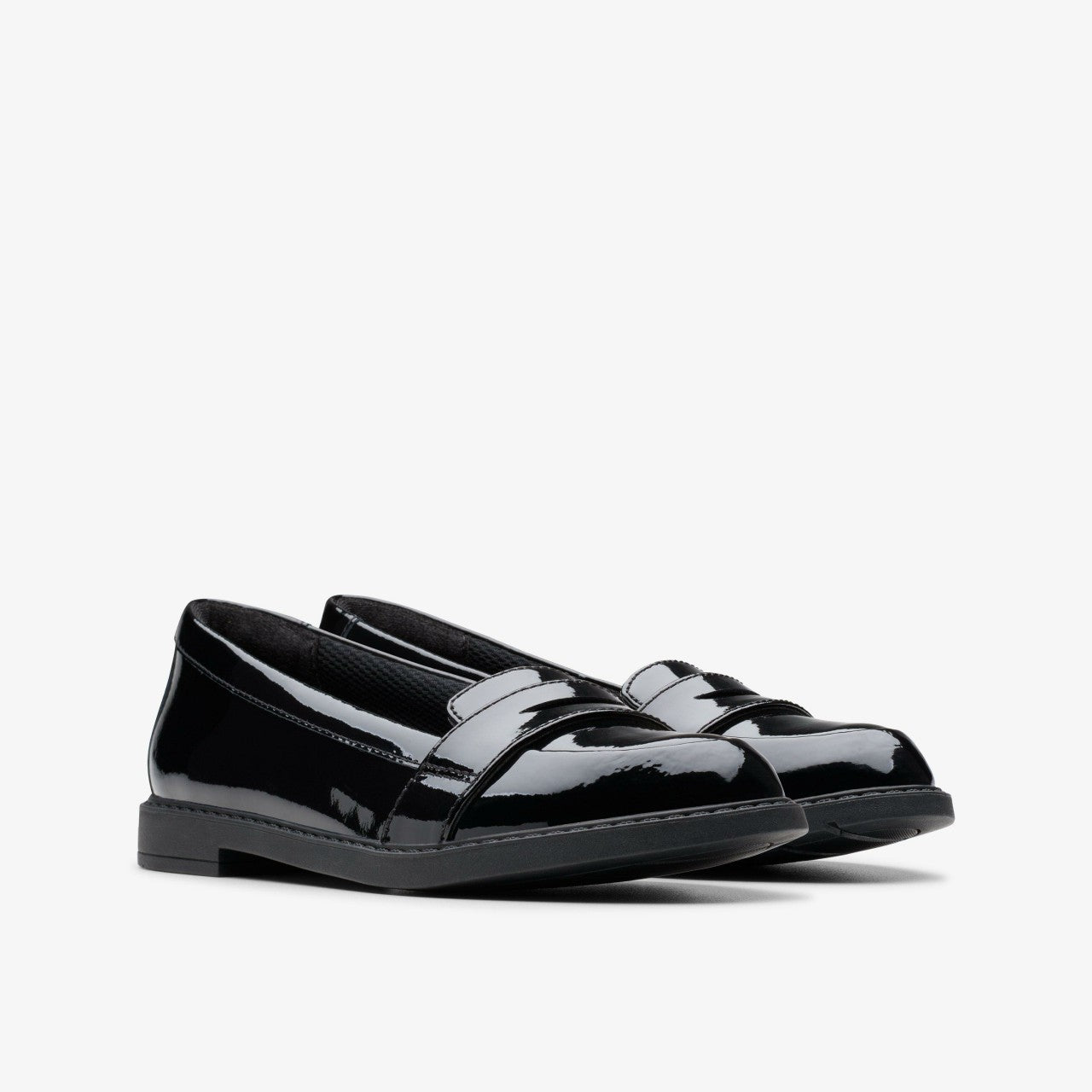 Scala Loafer Kid Black Patent Clarks Kids