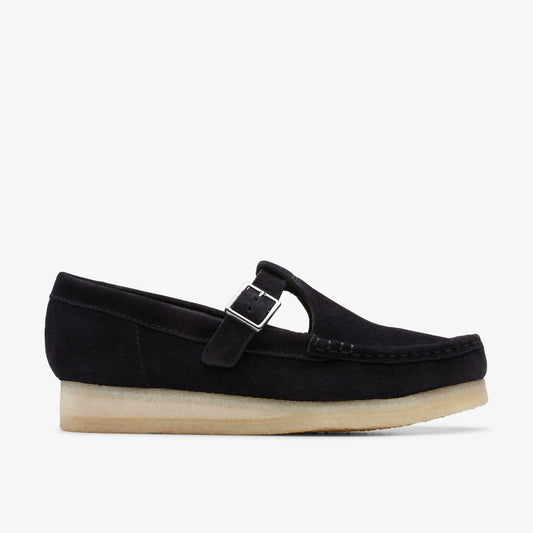 Wallabee T Bar Black Suede Clarks Women
