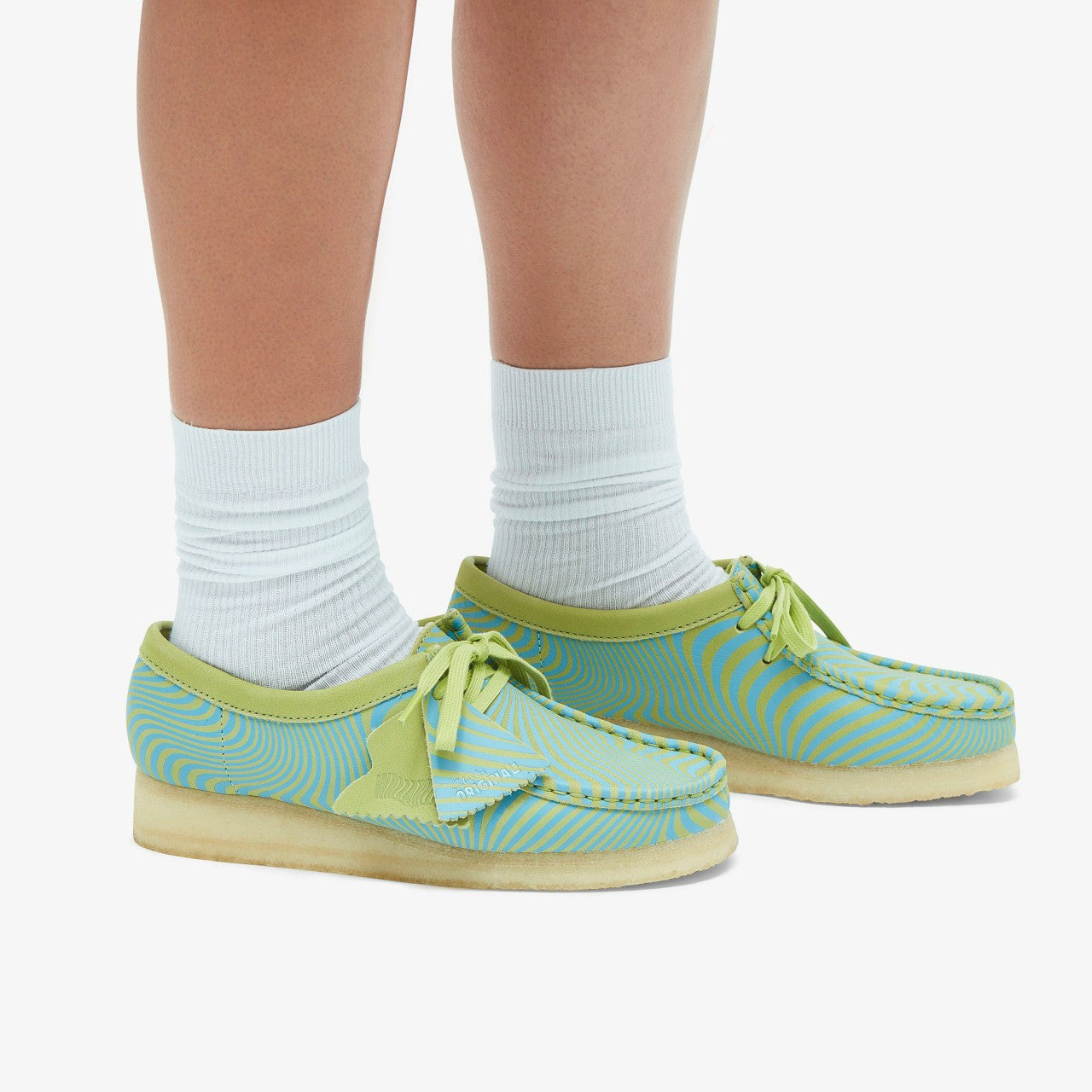 Wallabee Blue/Lime Print Clarks Women