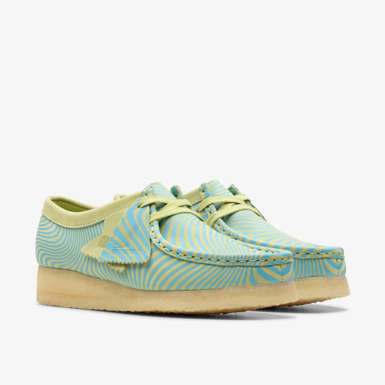 Wallabee Blue/Lime Print Clarks Women