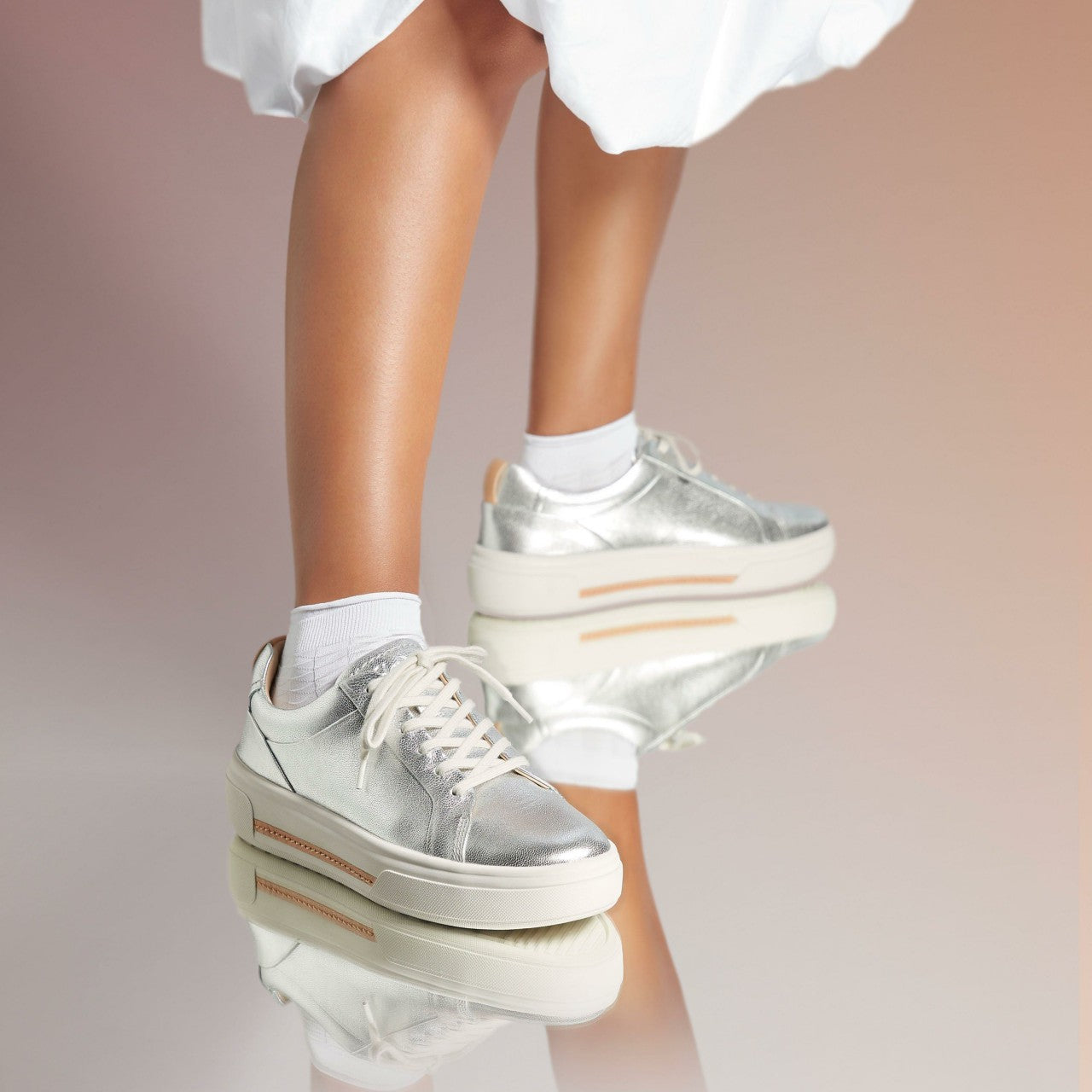 Hollyhock Walk Silver Leather Clarks Women