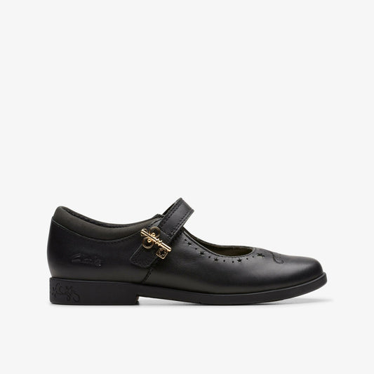 Lock Magic Kid Black Leather Clarks Kids