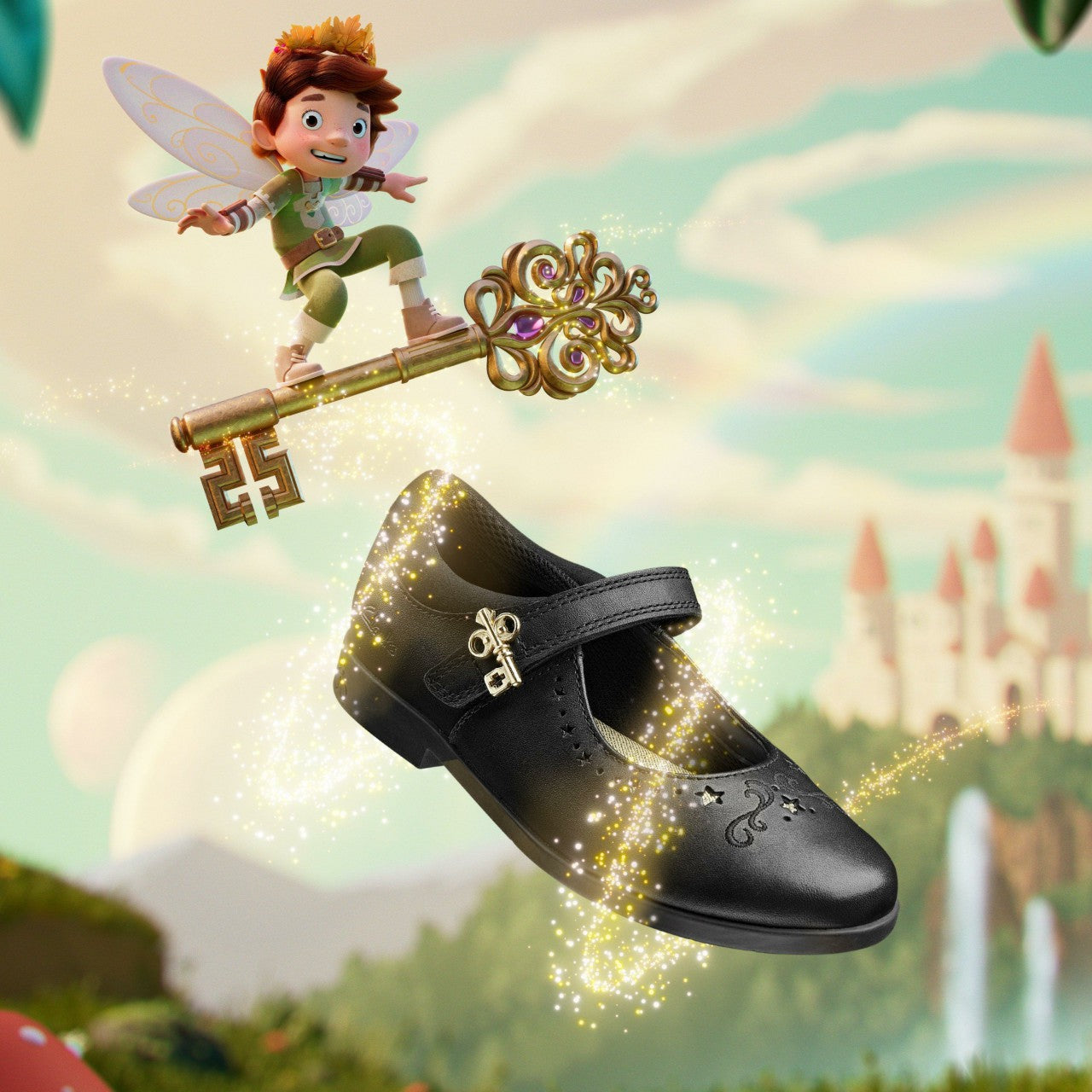 Lock Magic Kid Black Leather Clarks Kids