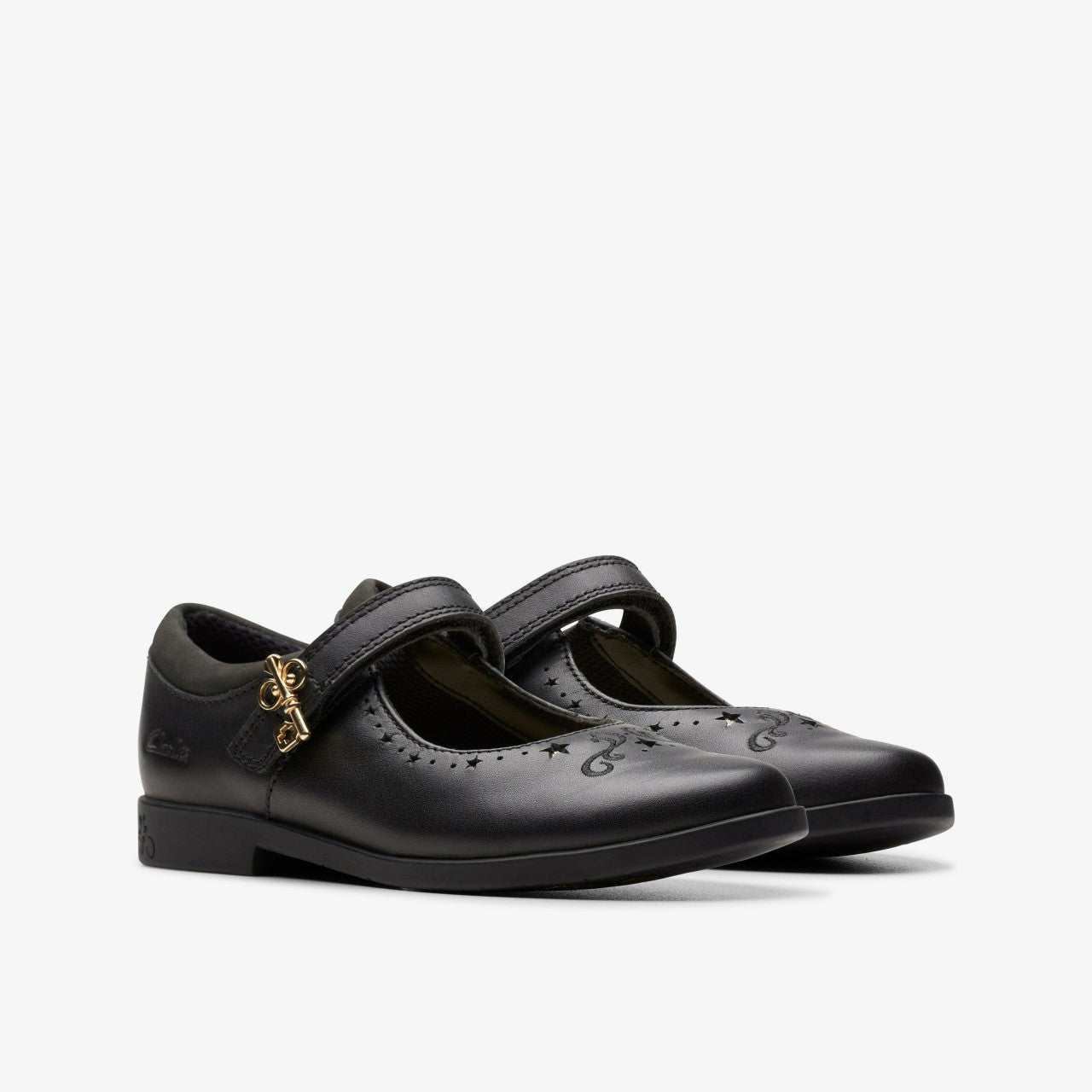 Lock Magic Kid Black Leather Clarks Kids