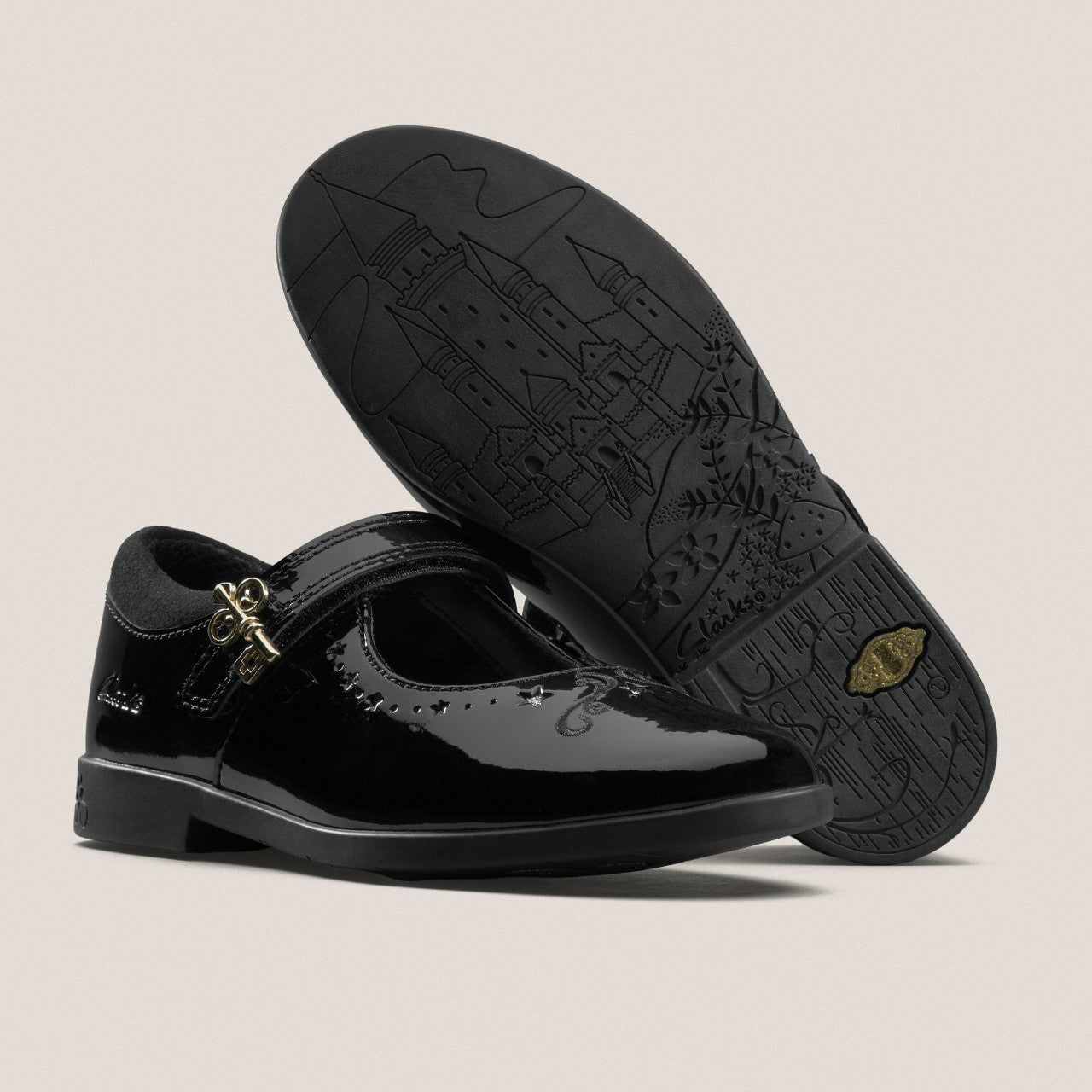 Lock Magic Kid Black Patent Clarks Kids
