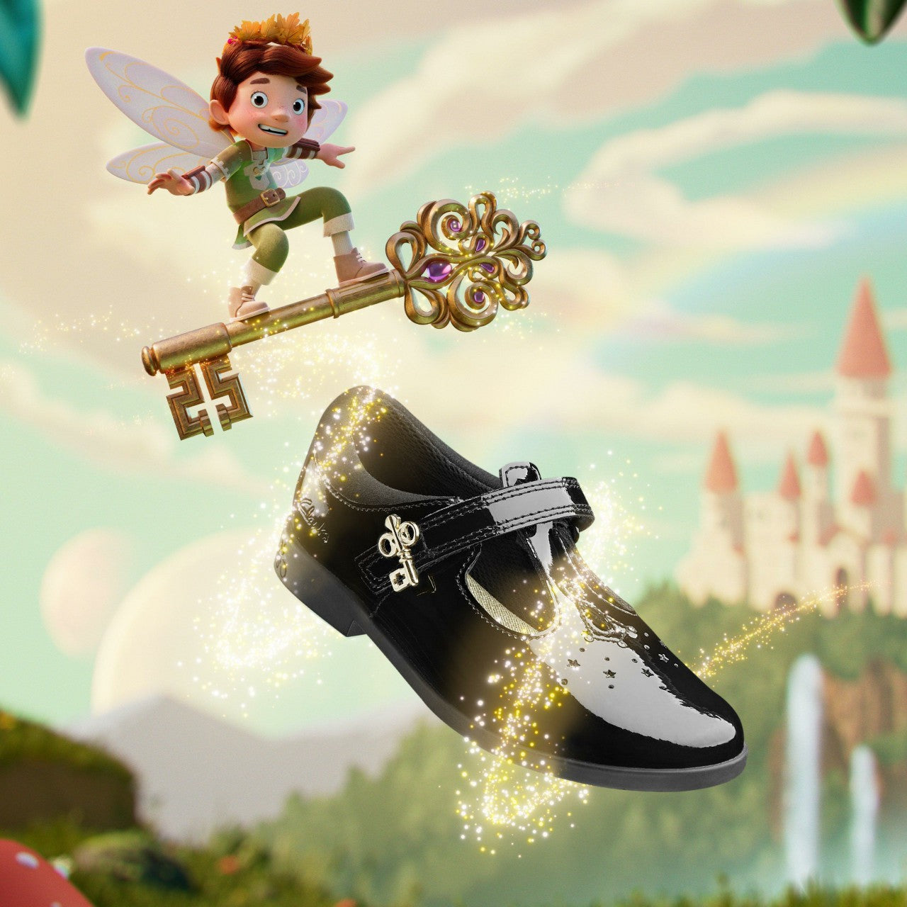 Lock Shine Kid Black Patent Clarks Kids