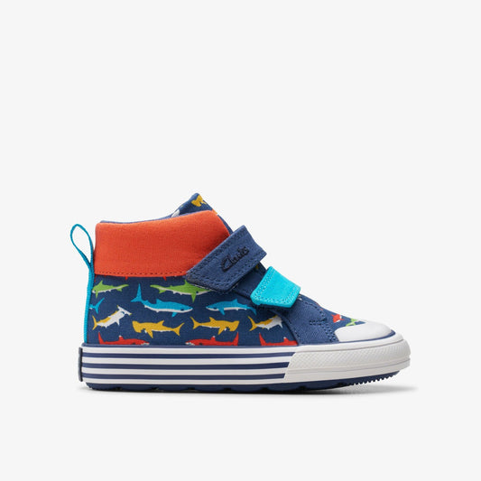 Foxing Save Hi Toddler Navy Print Clarks Kids