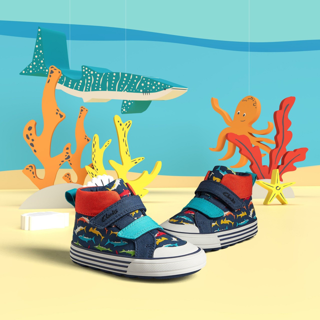 Foxing Save Hi Toddler Navy Print Clarks Kids