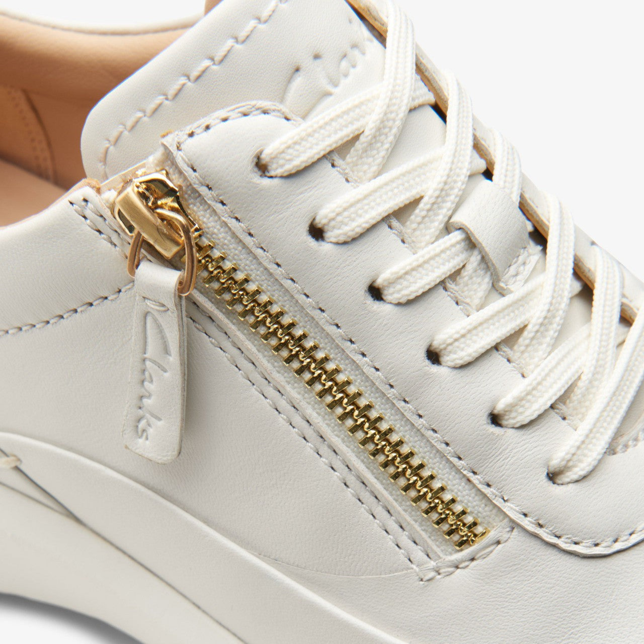 Tivoli Zip Off White Leather Clarks Women