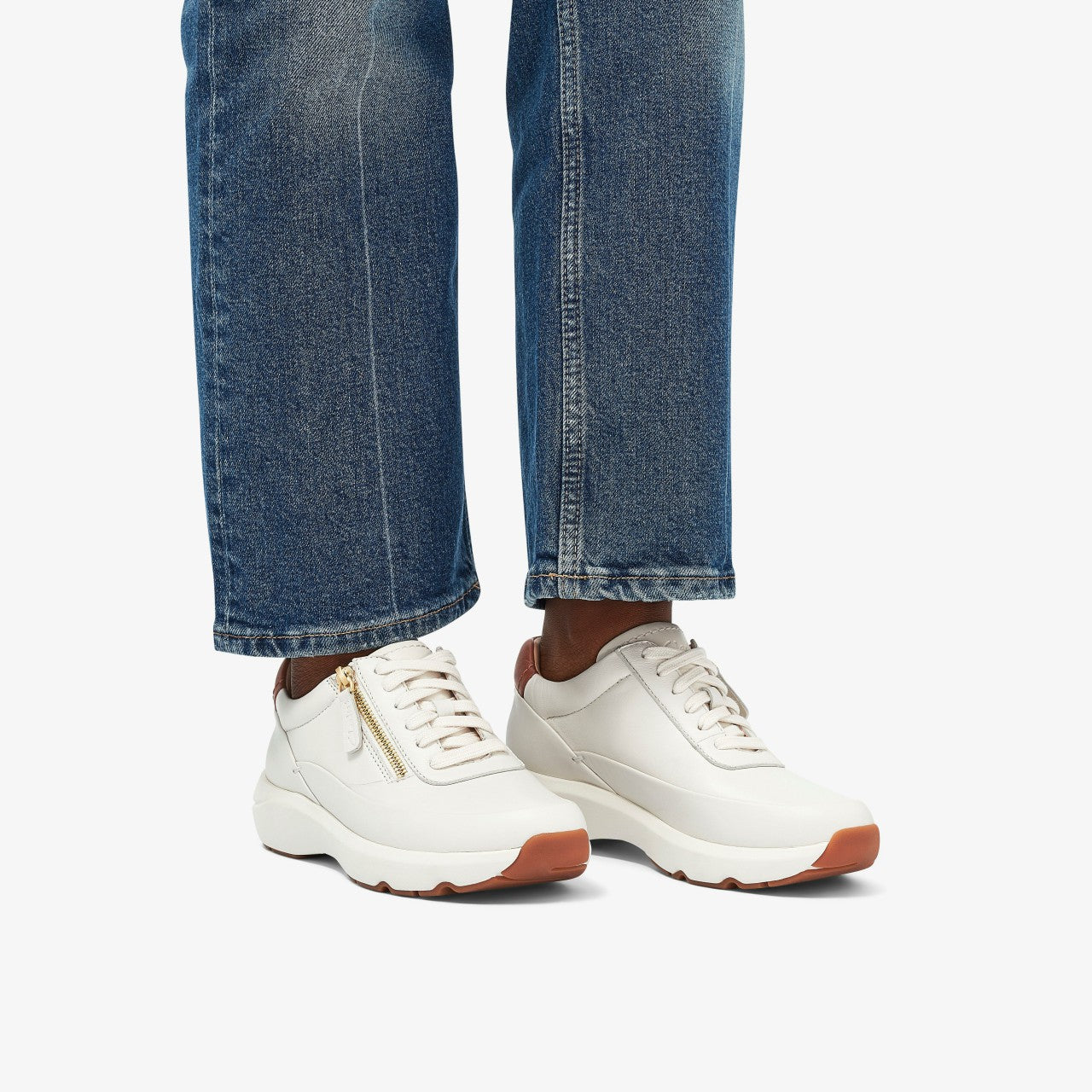 Tivoli Zip Off White Leather Clarks Women