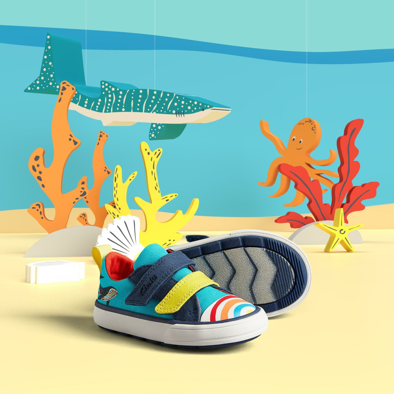 Foxing Ocean Toddler Blue Multicolour Clarks Kids