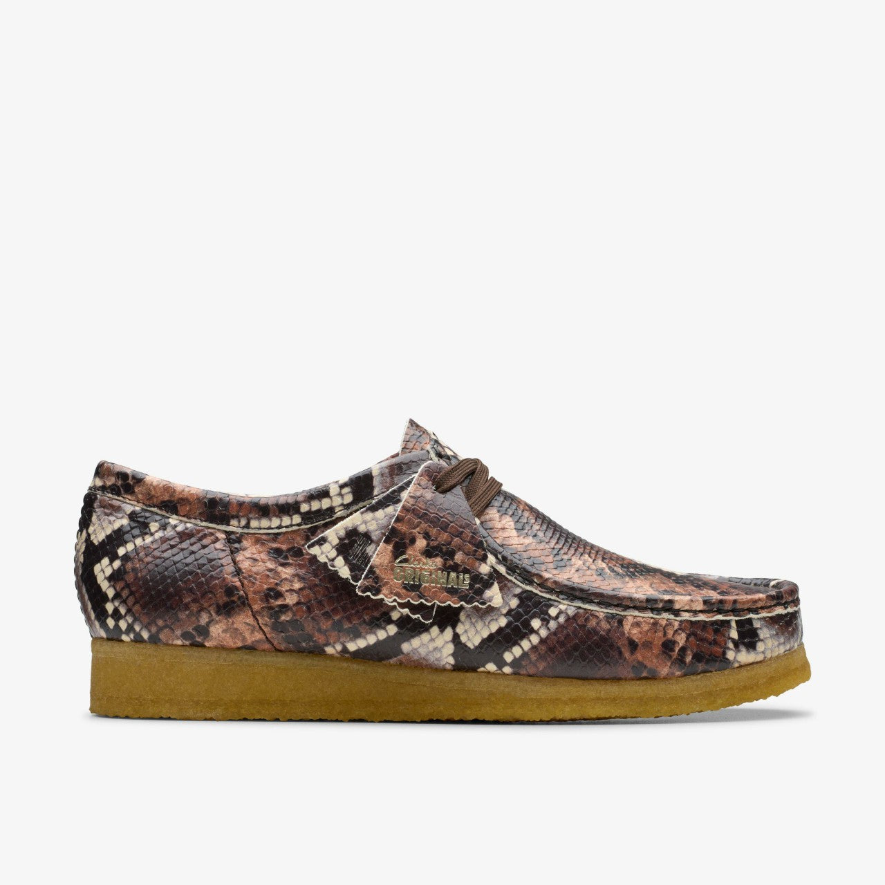 Wallabee Brown Snake Print Clarks Men