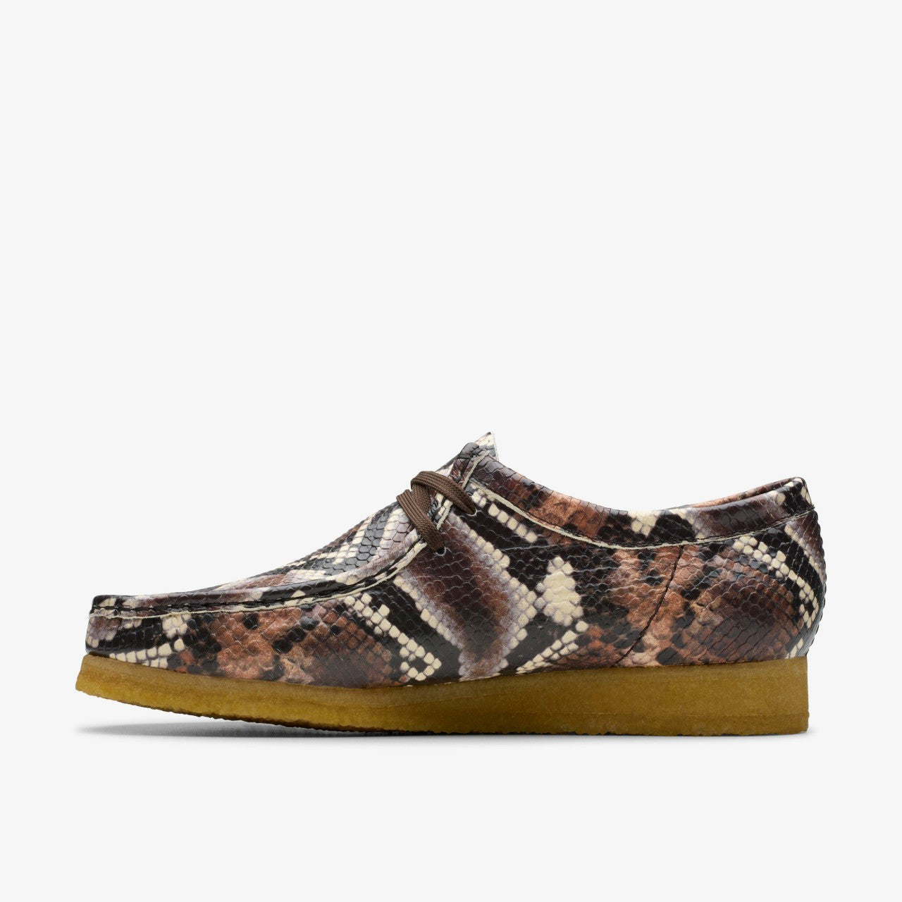 Wallabee Brown Snake Print Clarks Men