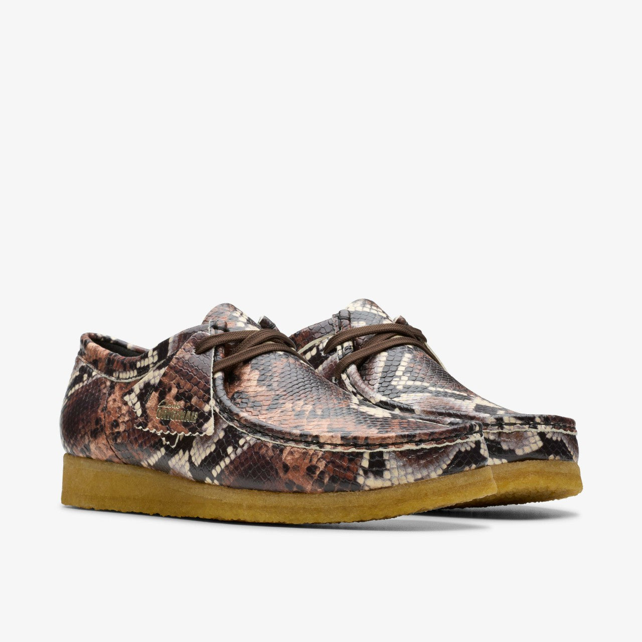 Wallabee Brown Snake Print Clarks Men