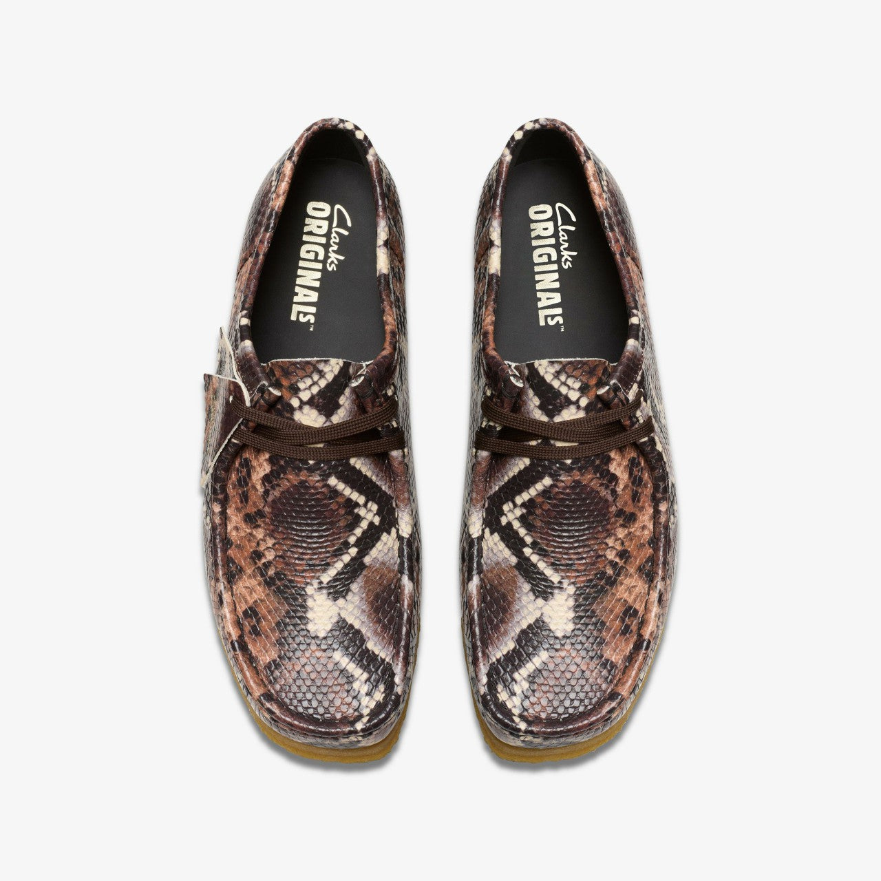 Wallabee Brown Snake Print Clarks Men