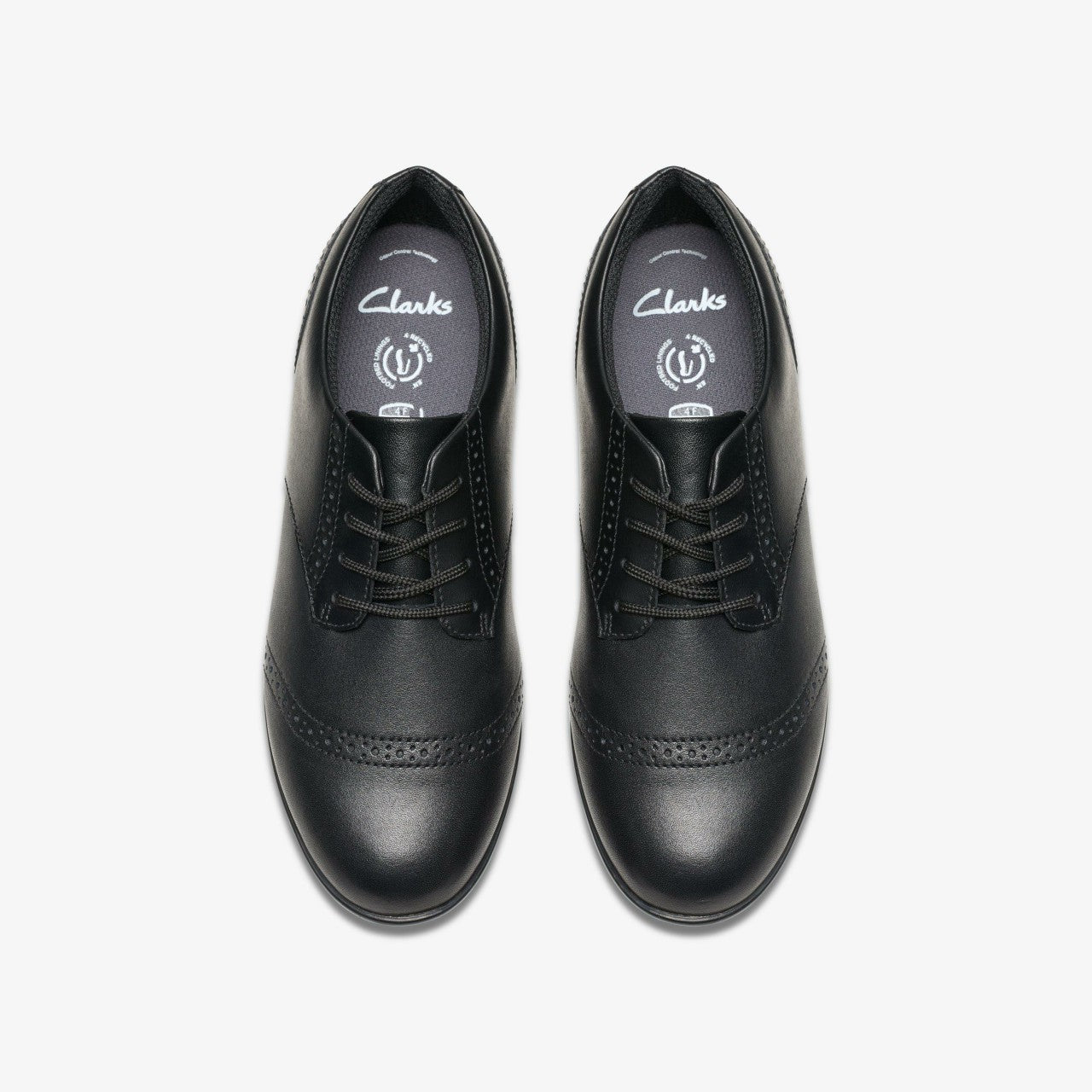 Finja Brogue Youth Black Leather Clarks Kids