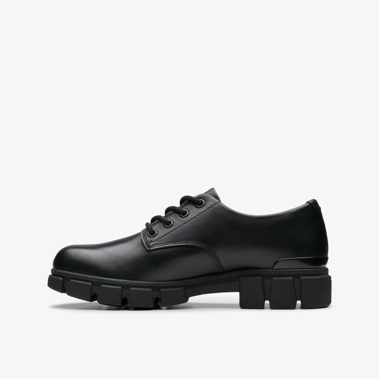 Evyn Lace Kid Black Leather Clarks Kids