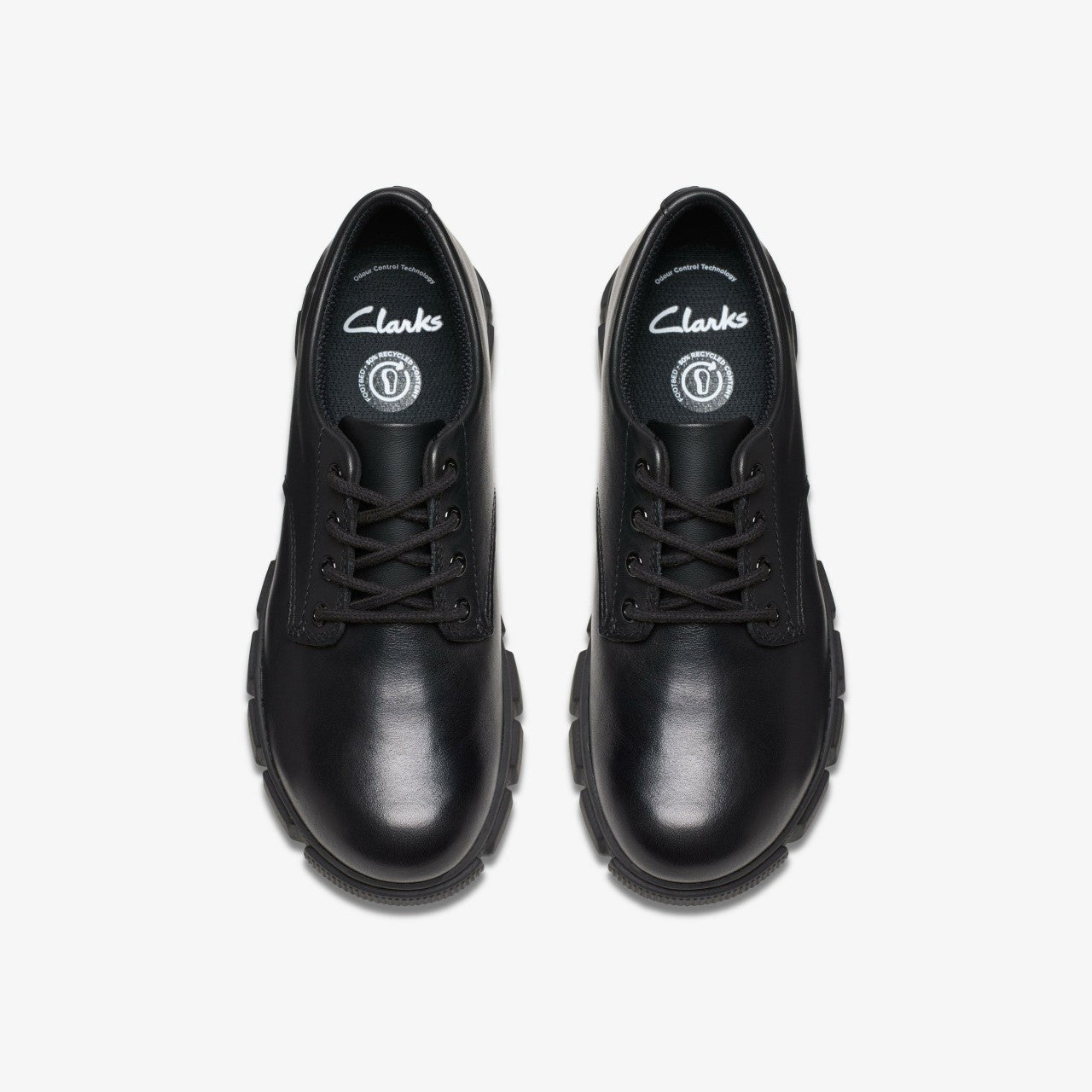 Evyn Lace Kid Black Leather Clarks Kids