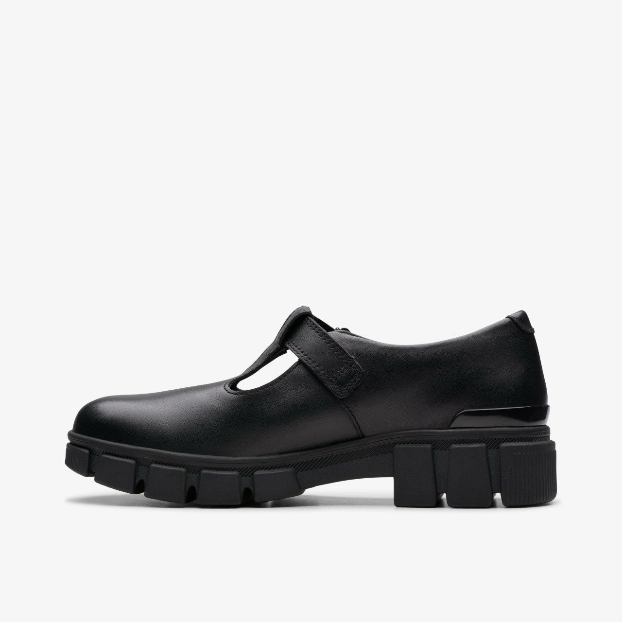 Evyn Bar Youth Black Leather Clarks Kids