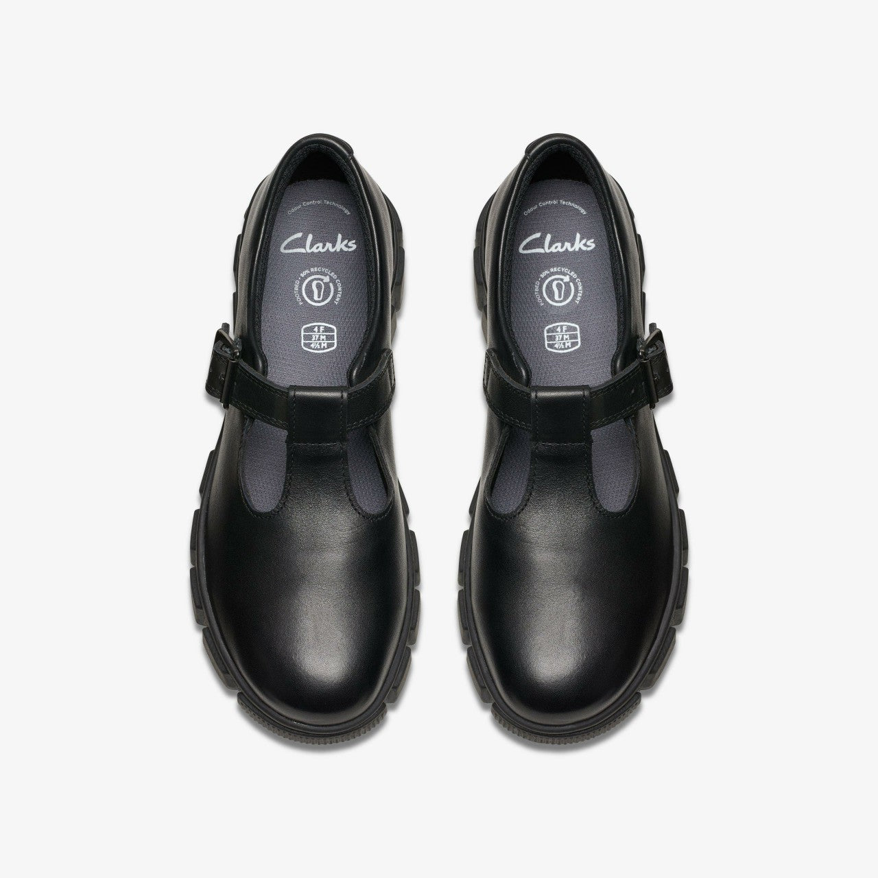Evyn Bar Youth Black Leather Clarks Kids