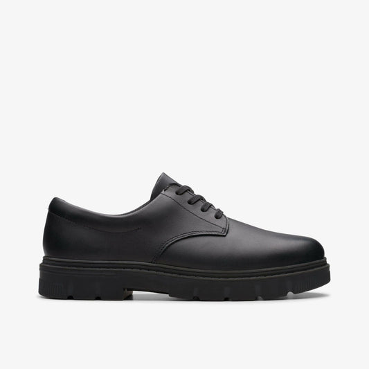Lorcam Loop Youth Black Leather Clarks Kids