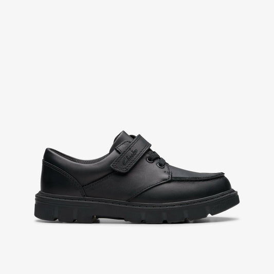 Lorcam Edge Kid Black Leather Clarks Kids