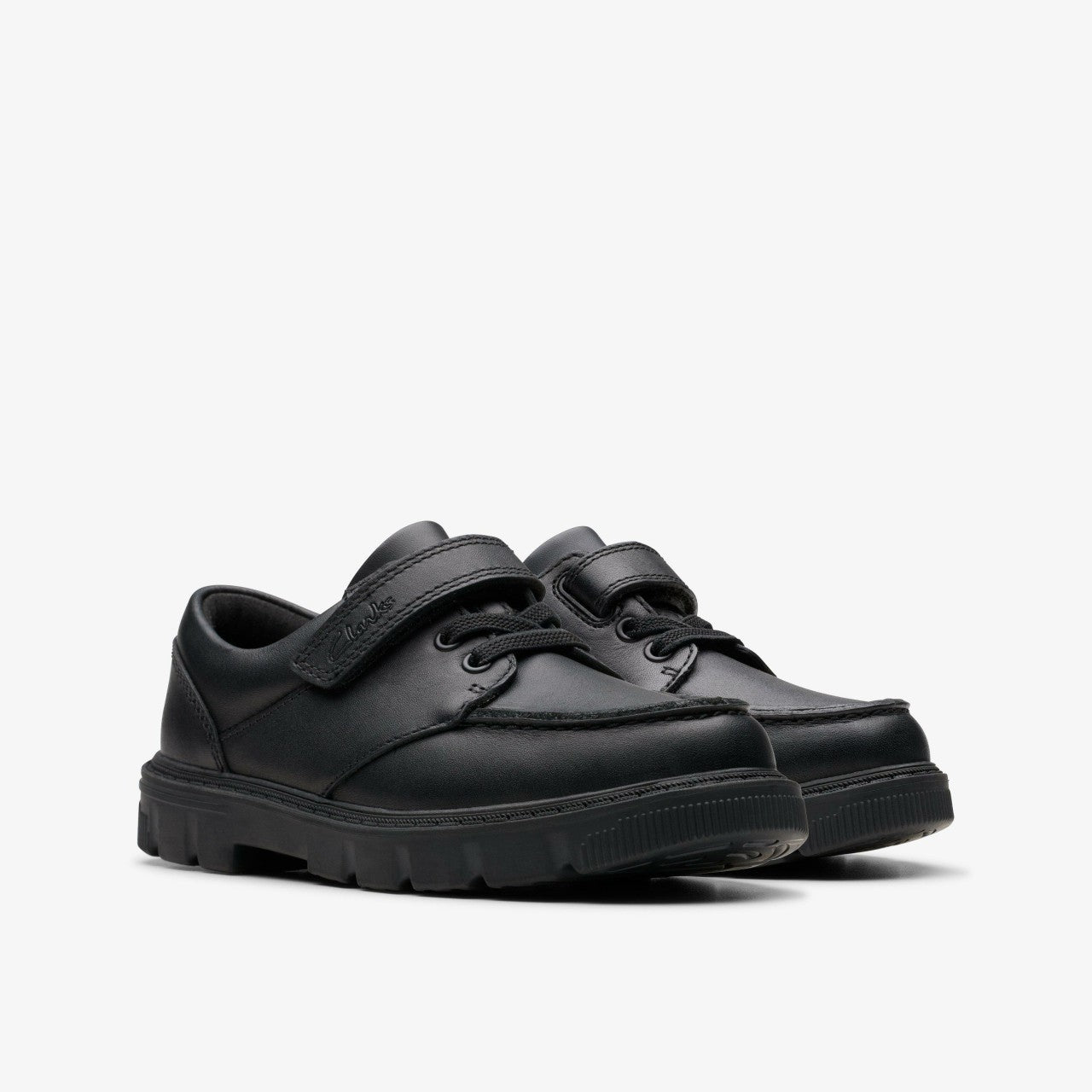 Lorcam Edge Kid Black Leather Clarks Kids