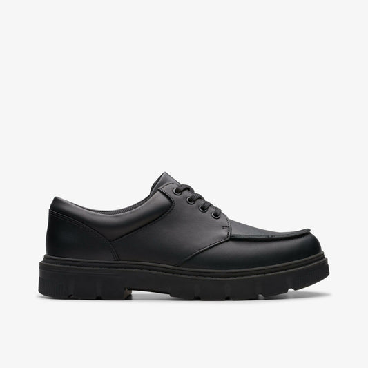 Lorcam Edge Youth Black Leather Clarks Kids