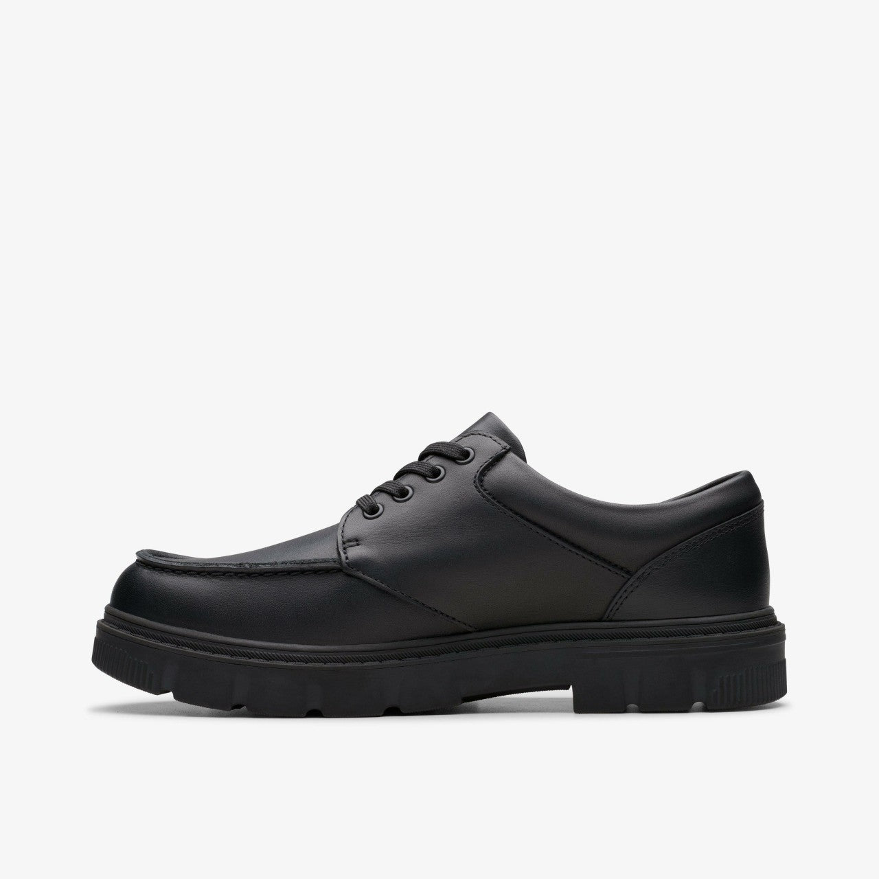 Lorcam Edge Youth Black Leather Clarks Kids