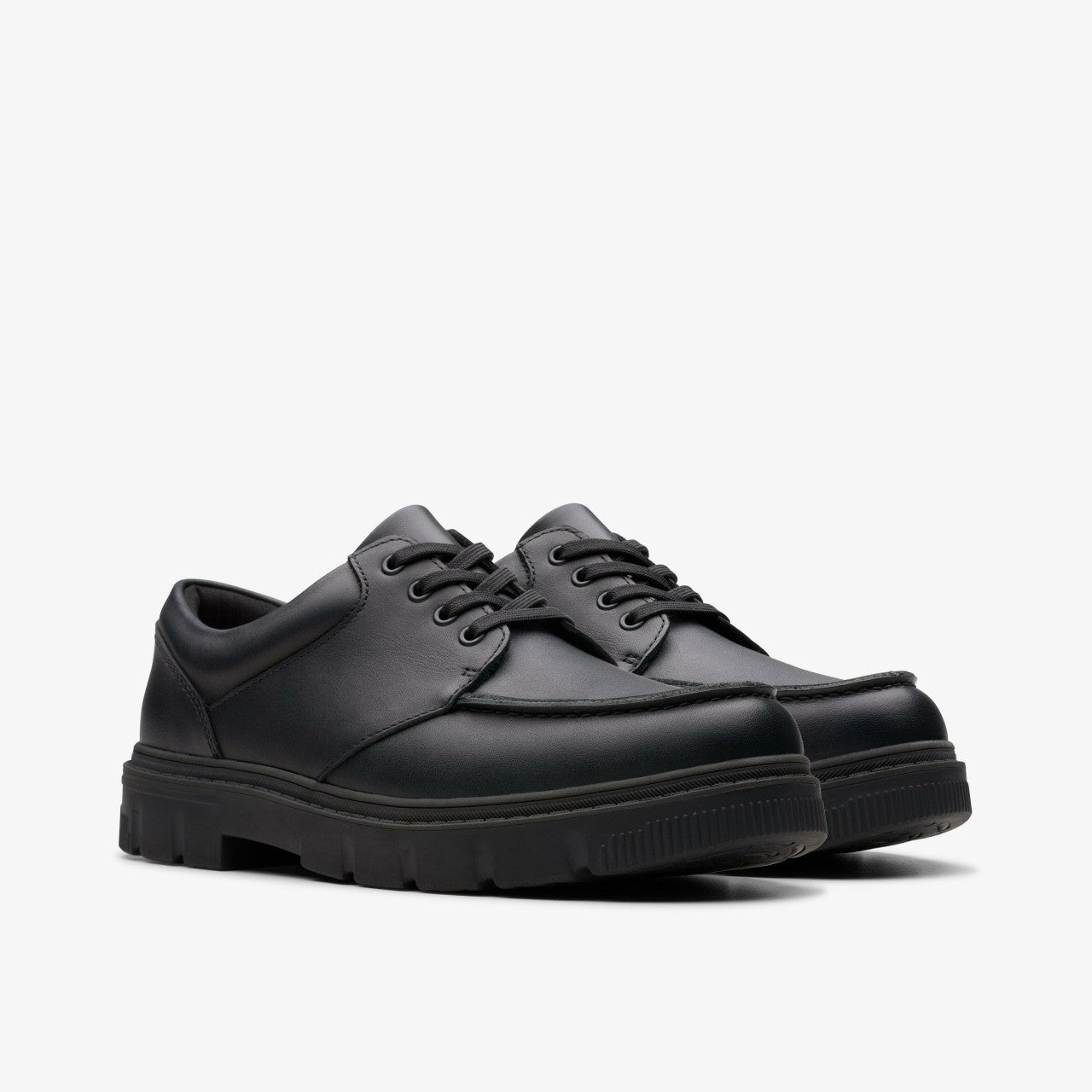 Lorcam Edge Youth Black Leather Clarks Kids